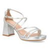 Sandalias plateadas de fiesta tacón ancho de mujer JL893