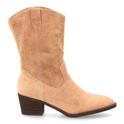 Botines cowboy tacón medio estilo campero de mujer color kaki YG866