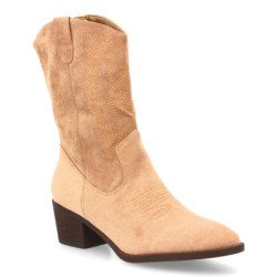 Botines cowboy tacón medio estilo campero de mujer color kaki YG866