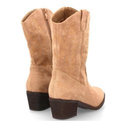Botines cowboy tacón medio estilo campero de mujer color kaki YG866