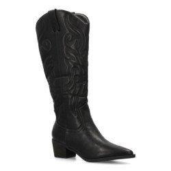 Botas camperas estilo cowboy tacón medio de mujer color negro YG872