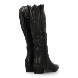 Botas camperas estilo cowboy tacón medio de mujer color negro YG872