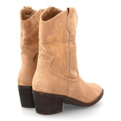 Botines camperos estilo cowboy tacón medio de mujer color kaki YG875