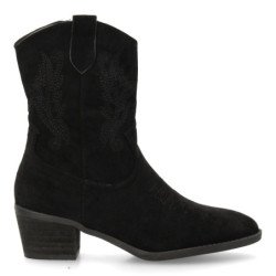 Botines camperos estilo cowboy tacón medio de mujer color negro YG875