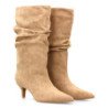 Botas caña arrugada tacón fino de mujer color kaki 2513A