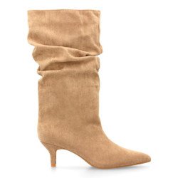 Botas caña arrugada tacón fino de mujer color kaki 2513A