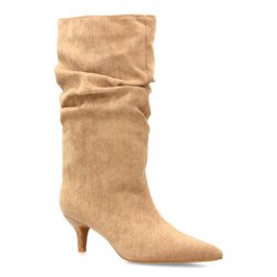 Botas caña arrugada tacón fino de mujer color kaki 2513A