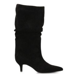 Botas caña arrugada tacón fino de mujer color negro 2513A