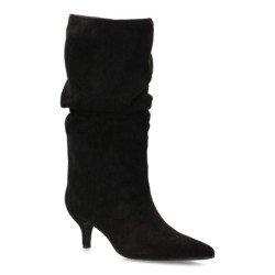 Botas caña arrugada tacón fino de mujer color negro 2513A