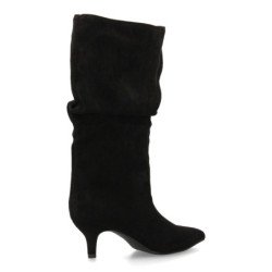 Botas caña arrugada tacón fino de mujer color negro 2513A