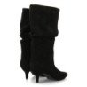 Botas caña arrugada tacón fino de mujer color negro 2513A