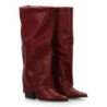 Botas altas caña arrugada de mujer color burdeos 7653A