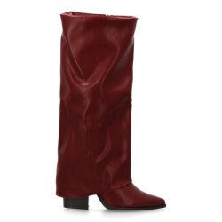 Botas altas caña arrugada de mujer color burdeos 7653A