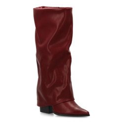 Botas altas caña arrugada de mujer color burdeos 7653A