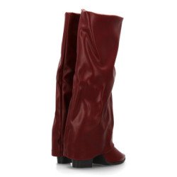 Botas altas caña arrugada de mujer color burdeos 7653A