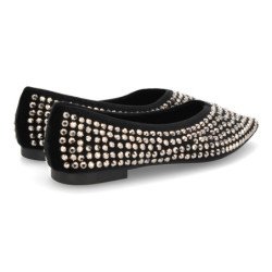 Bailarinas elegantes detalles brillantes de mujer color negro 9718