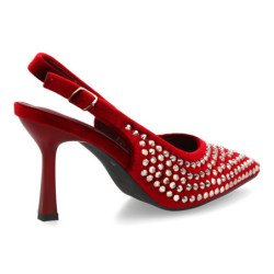 Zapatos elegantes de salón efecto brillante de mujer color burdeos 9729