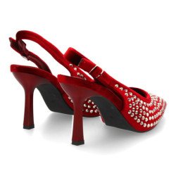 Zapatos elegantes de salón efecto brillante de mujer color burdeos 9729