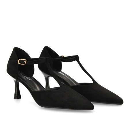 Zapatos de tacón elegantes tacón fino de mujer color negro YG856