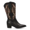 Botas camperas tacón medio caña alta bordada mujer color negro YG870