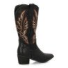 Botas camperas tacón medio caña alta bordada mujer color negro YG870