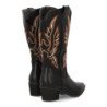 Botas camperas tacón medio caña alta bordada mujer color negro YG870