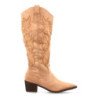 Botas camperas tacón medio caña alta bordada mujer color kaki YG876