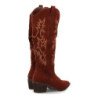 Botas camperas tacón medio caña alta bordada mujer color marron YG876
