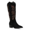 Botas camperas tacón medio caña alta bordada mujer color negro YG876
