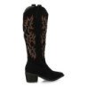 Botas camperas tacón medio caña alta bordada mujer color negro YG876