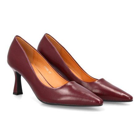 Zapatos elegantes tacón fino mujer color burdeos YG888
