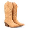 Botas camperas estilo cowboy tacón cubano mujer color beige YY-33