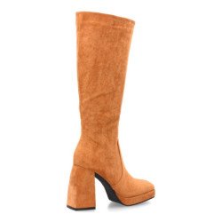 Botas elegantes tacón ancho para mujer color camel 2S-2089