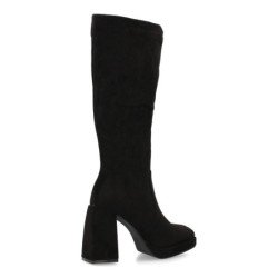 Botas elegantes tacón ancho para mujer color negro 2S-2089