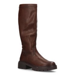 Botas altas planas estilo motero de mujer color marron 5828