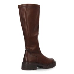 Botas altas planas estilo motero de mujer color marron 5828