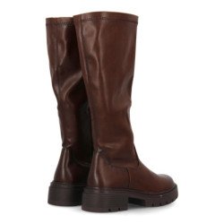 Botas altas planas estilo motero de mujer color marron 5828