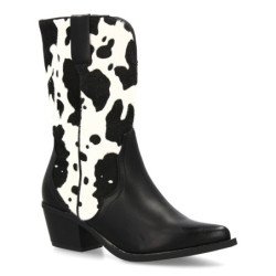 Botas campera estilo cowboy estampado animal de mujer color negro 7693