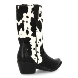 Botas campera estilo cowboy estampado animal de mujer color negro 7693