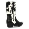 Botas campera estilo cowboy estampado animal de mujer color negro 7693