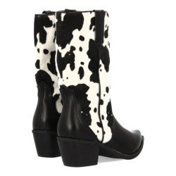 Botas campera estilo cowboy estampado animal de mujer color negro 7693