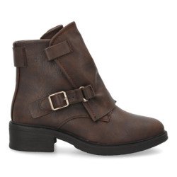 Botines tacon bajo estilo moderno de mujer color cafe AD-5543