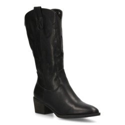 Botas camperas lisas caña alta tacón medio mujer color negro YG871