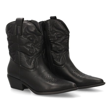 Botines camperos caña baja tacón medio mujer color negro YY-107