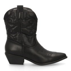 Botines camperos caña baja tacón medio mujer color negro YY-107