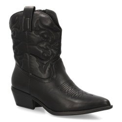 Botines camperos caña baja tacón medio mujer color negro YY-107