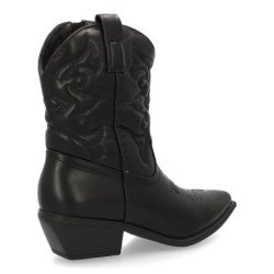 Botines camperos caña baja tacón medio mujer color negro YY-107