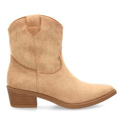 Botines camperos tacón bajo de mujer color kaki YY-113
