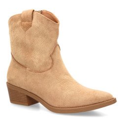 Botines camperos tacón bajo de mujer color kaki YY-113