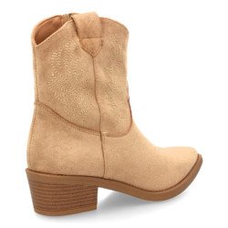 Botines camperos tacón bajo de mujer color kaki YY-113